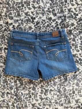 Justice Blue Denim Women's Jean Shorts with Contrast Pocket Stitching